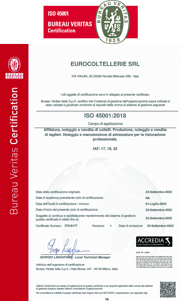  Certificazione ISO 4501